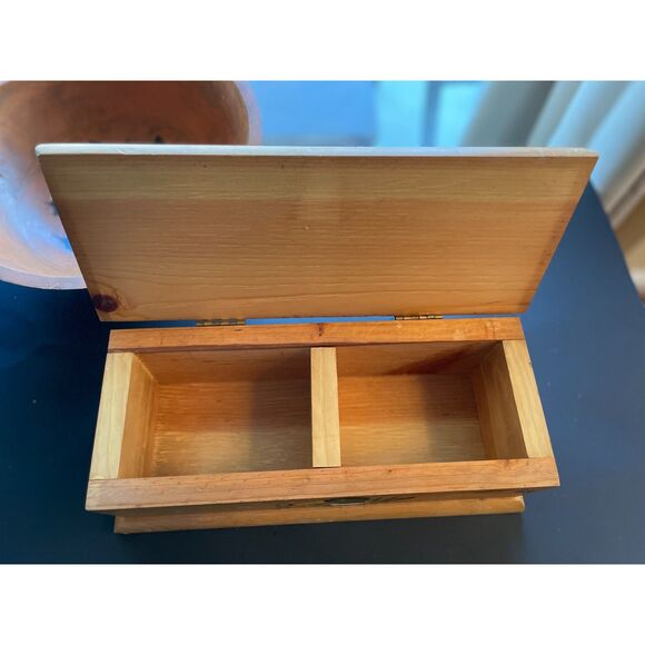 Wooden Carved Recipe Box & Hand-Carved Bowl - Picture 4 of 7